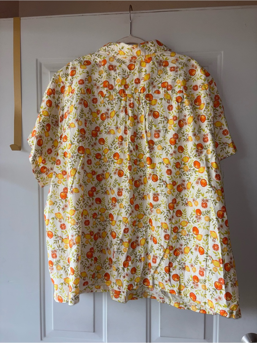Duluth Trading hemp blend citrus print button-down top size 3X - Picture 4 of 4